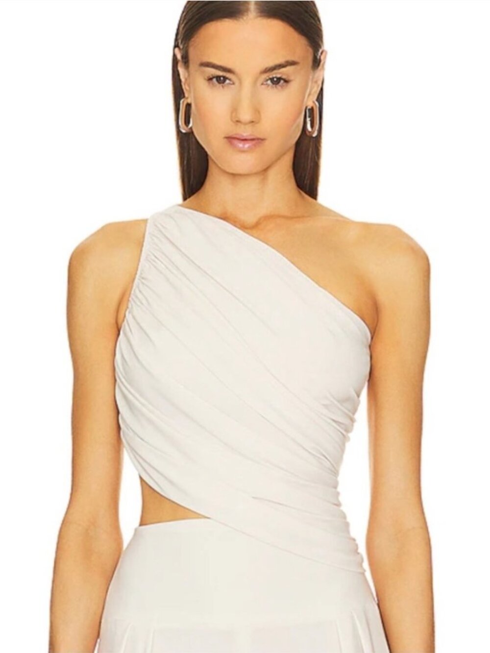 Norma Kamali Light Beige Draped One-Shoulder Top - Excellent Condition!  Size M